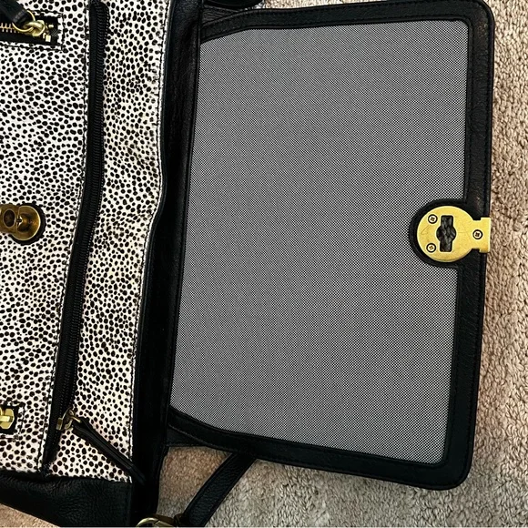 ❤️ Fossil Amelia White Cheetah Black Leather Backpack Shoulder Bag ZB7856504 FS - Picture 7 of 14